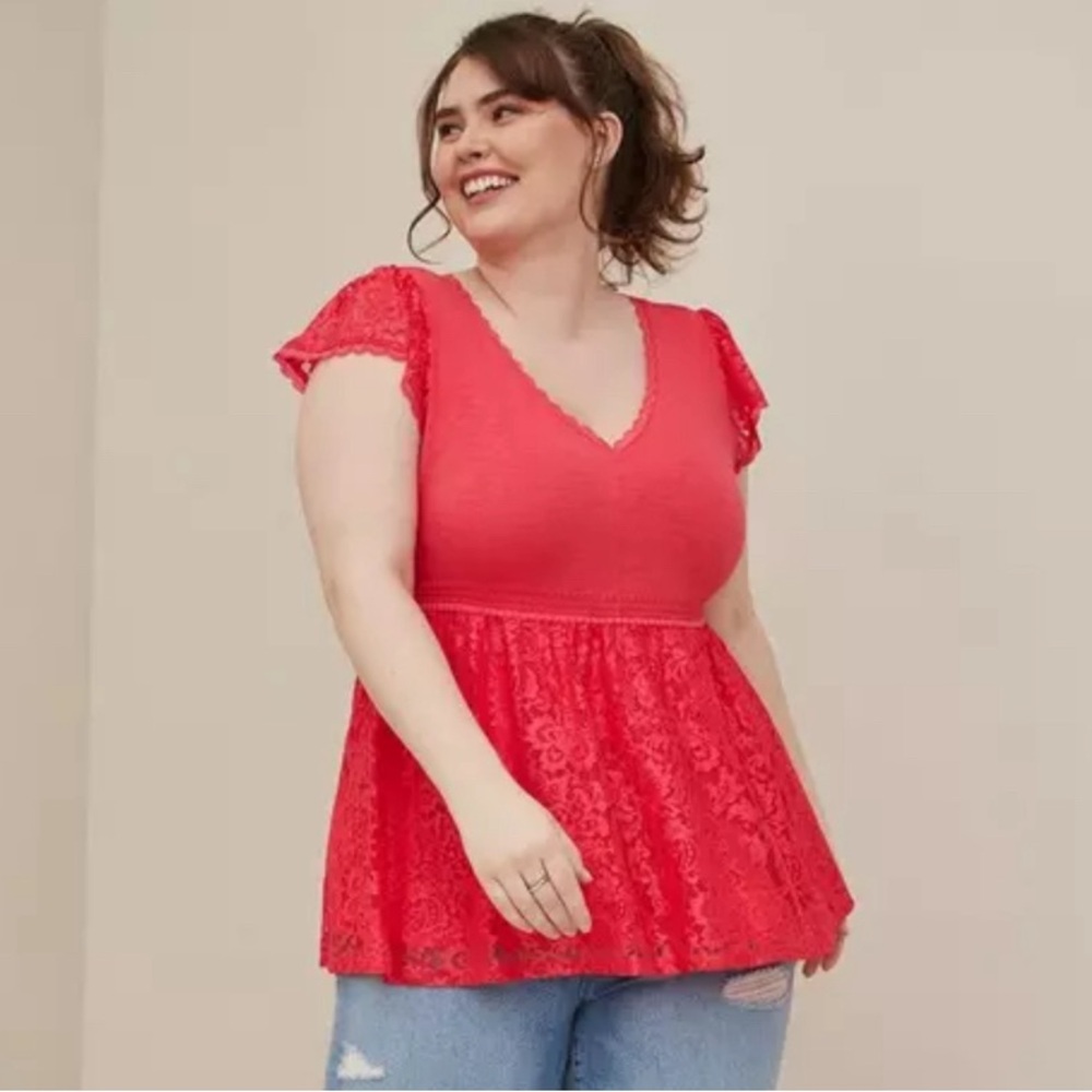Torrid Babydoll Soft Lace Trim Top